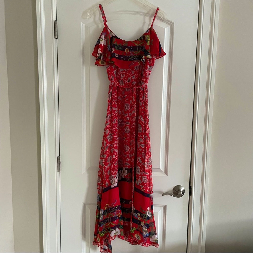 Anthropologie One September Zuri Midi Red Floral Dress XS - Picture 3 of 12